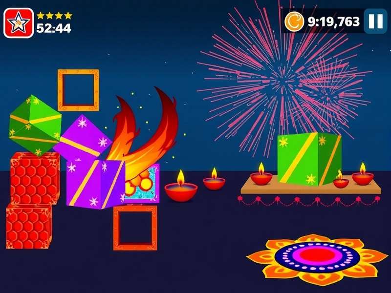 Swift Box Destructor gameplay screenshot showing colorful boxes being destroyed